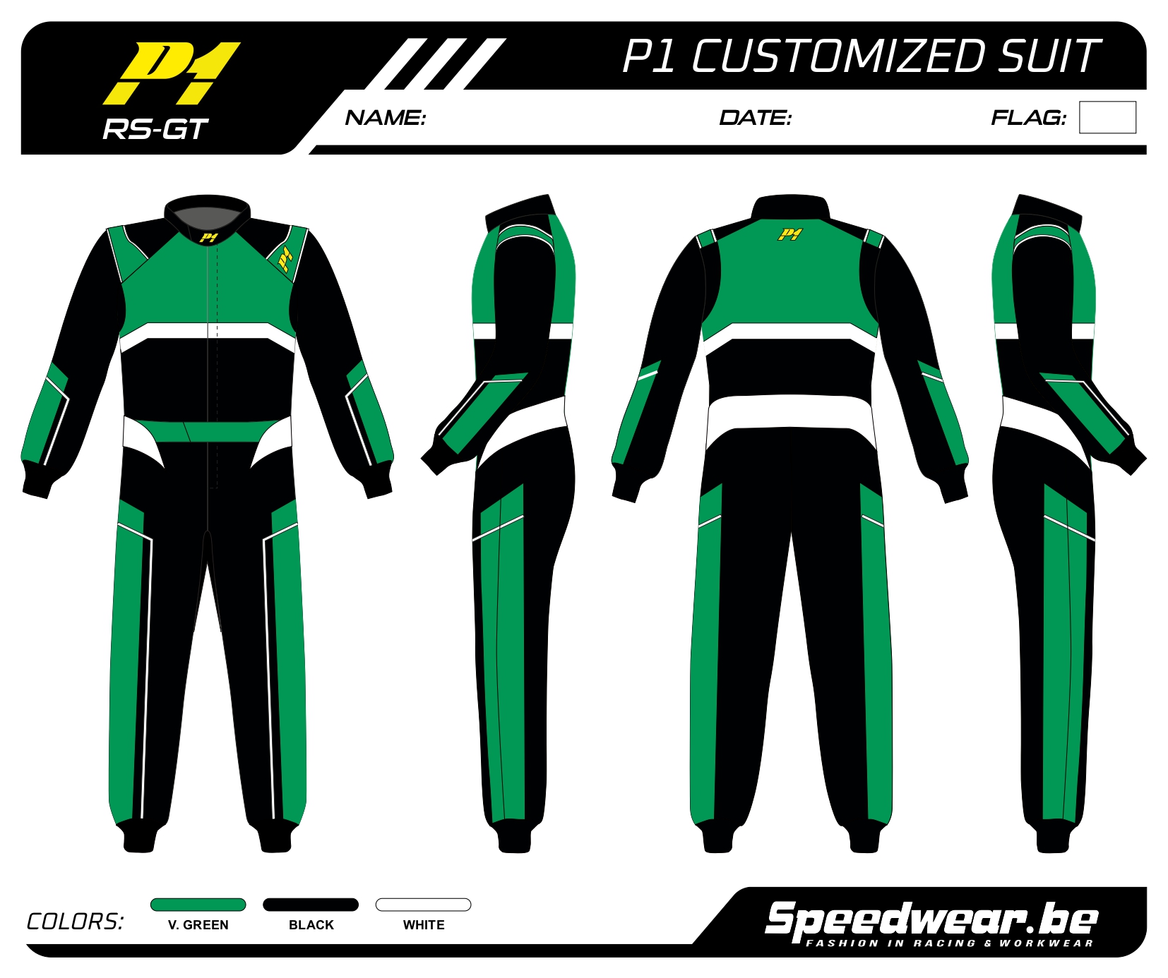 Racepak autosport van P1 - Volledig op maat PATROON 2