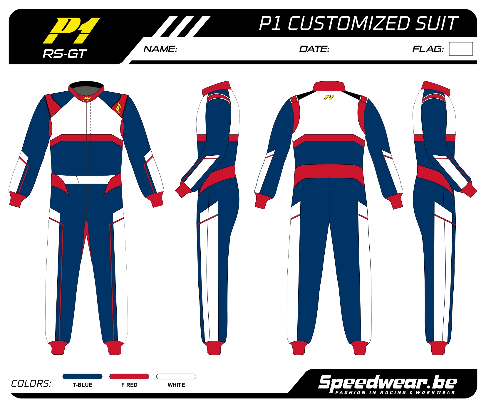 Racepak autosport van P1 - Volledig op maat PATROON 2