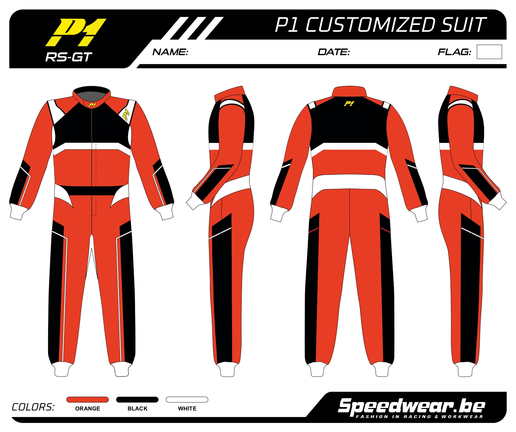 Racepak autosport van P1 - Volledig op maat PATROON 2