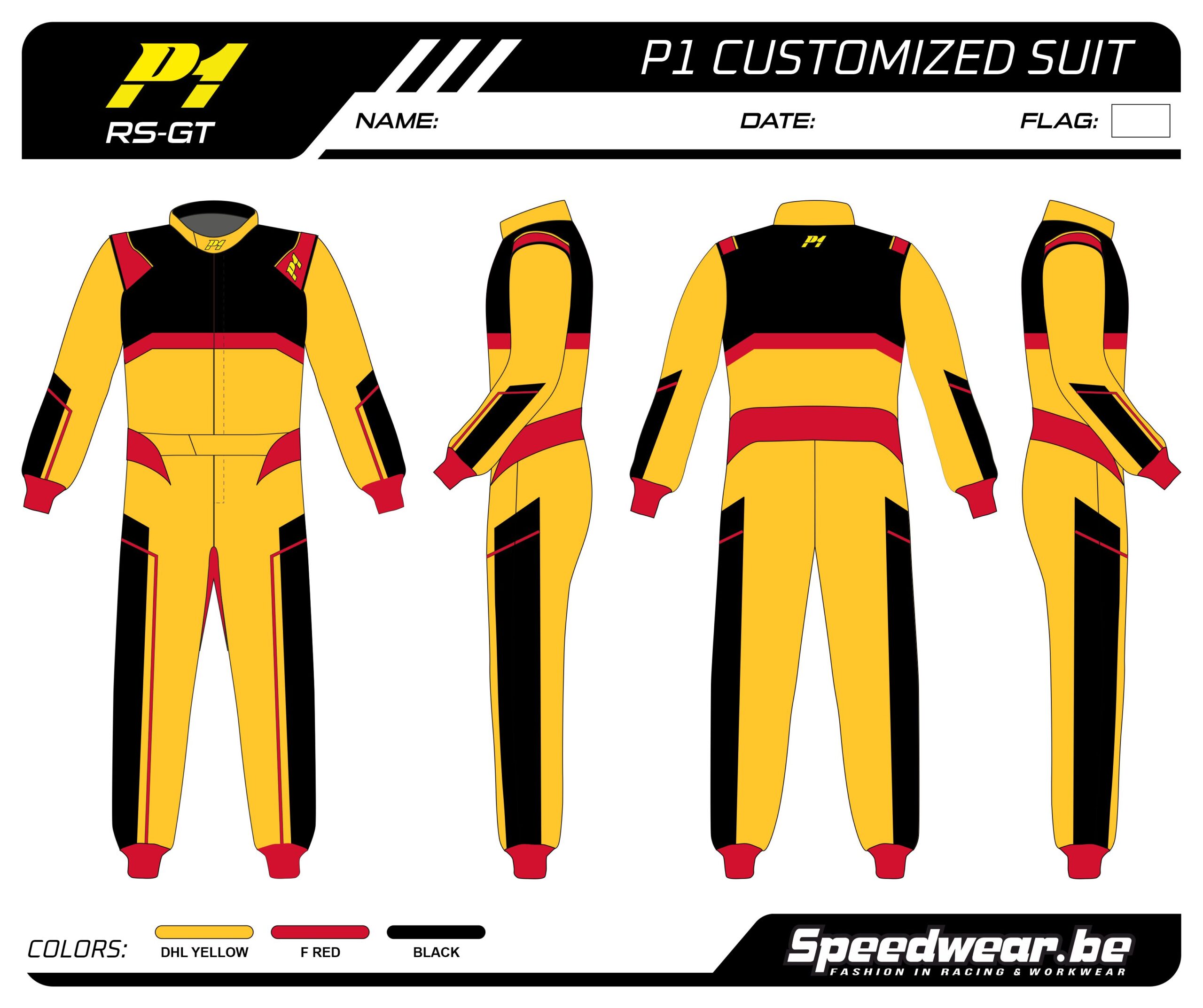 Racepak autosport van P1 - Volledig op maat PATROON 2