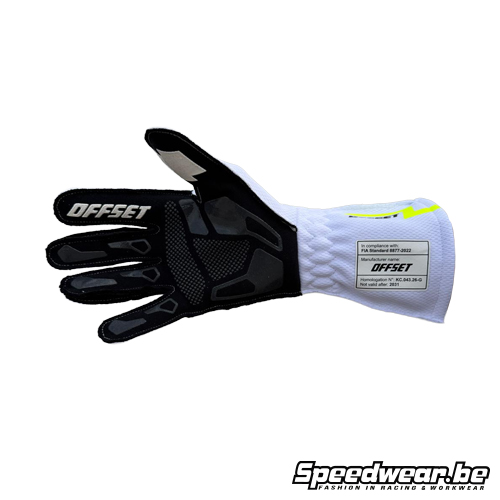 OFFSET Karting Handschoen CONCEPT FIA Wit Fluo Geel