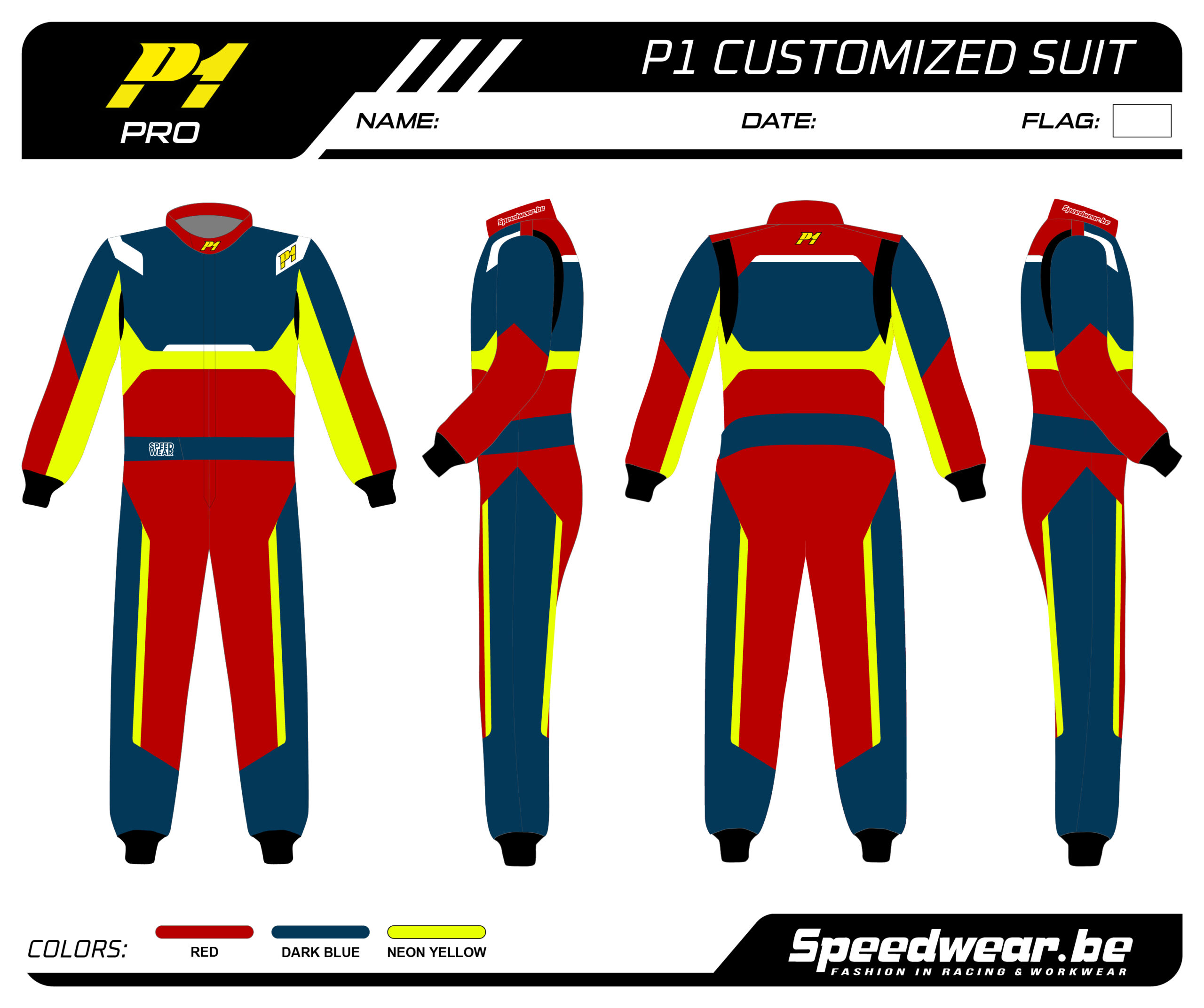 Racepak autosport van P1 – Volledig op maat PATROON 13