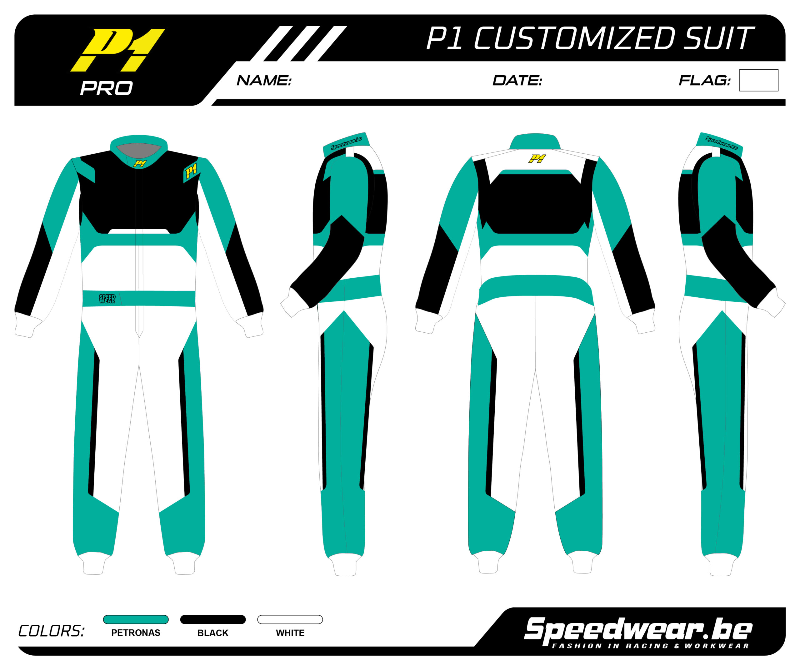 Racepak autosport van P1 – Volledig op maat PATROON 13